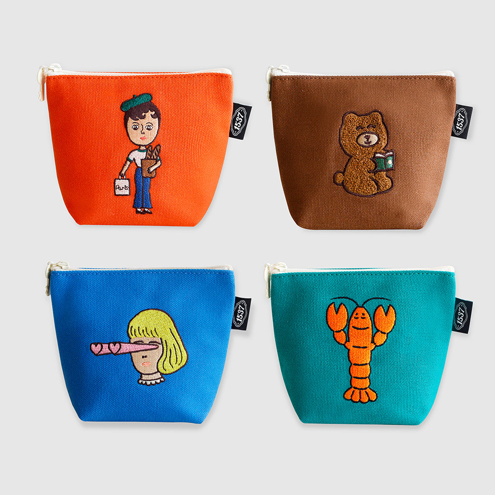 1537 Boat Pouch – Small (Embroidered Character Series) 4 design - Luckyplanetusa