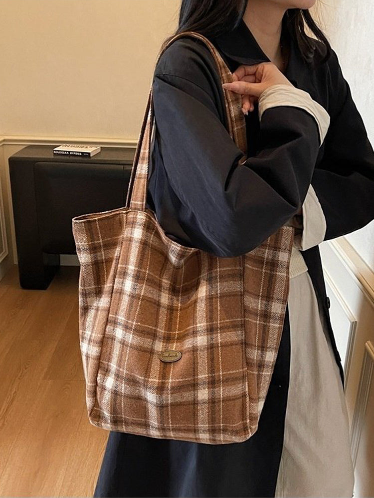 Reversible Check Daily Tote Bag