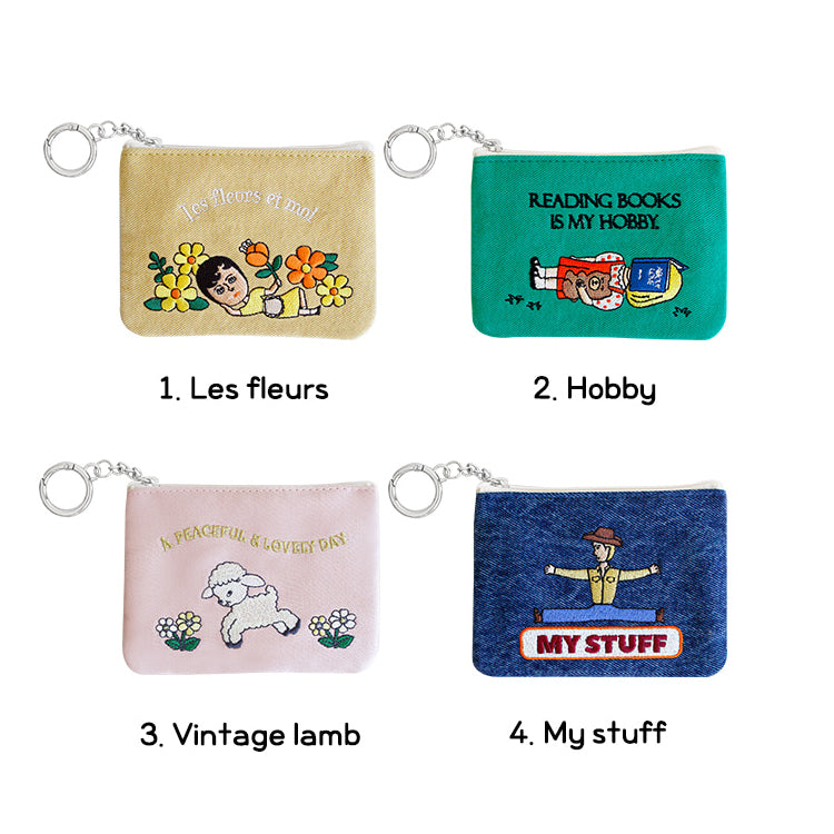 1537 Keyring Pouch – Small Embroidered Zip Pouch with Chain Ring