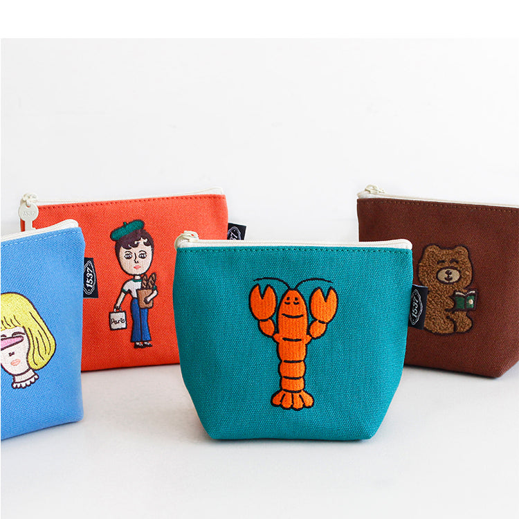 1537 Boat Pouch – Small (Embroidered Character Series) 4 design - Luckyplanetusa