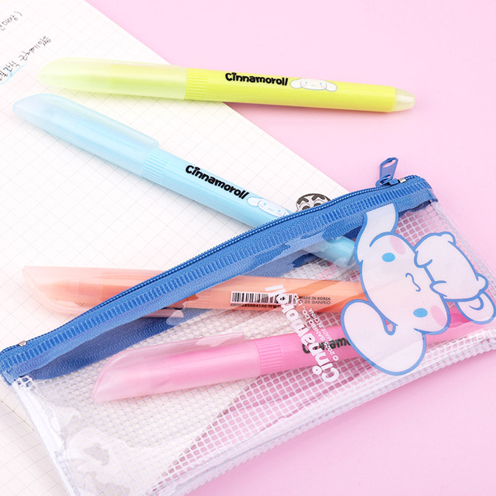 Sanrio Soft Touch Pastel Highlighter Set (4 Colors + Pouch) - Luckyplanetusa