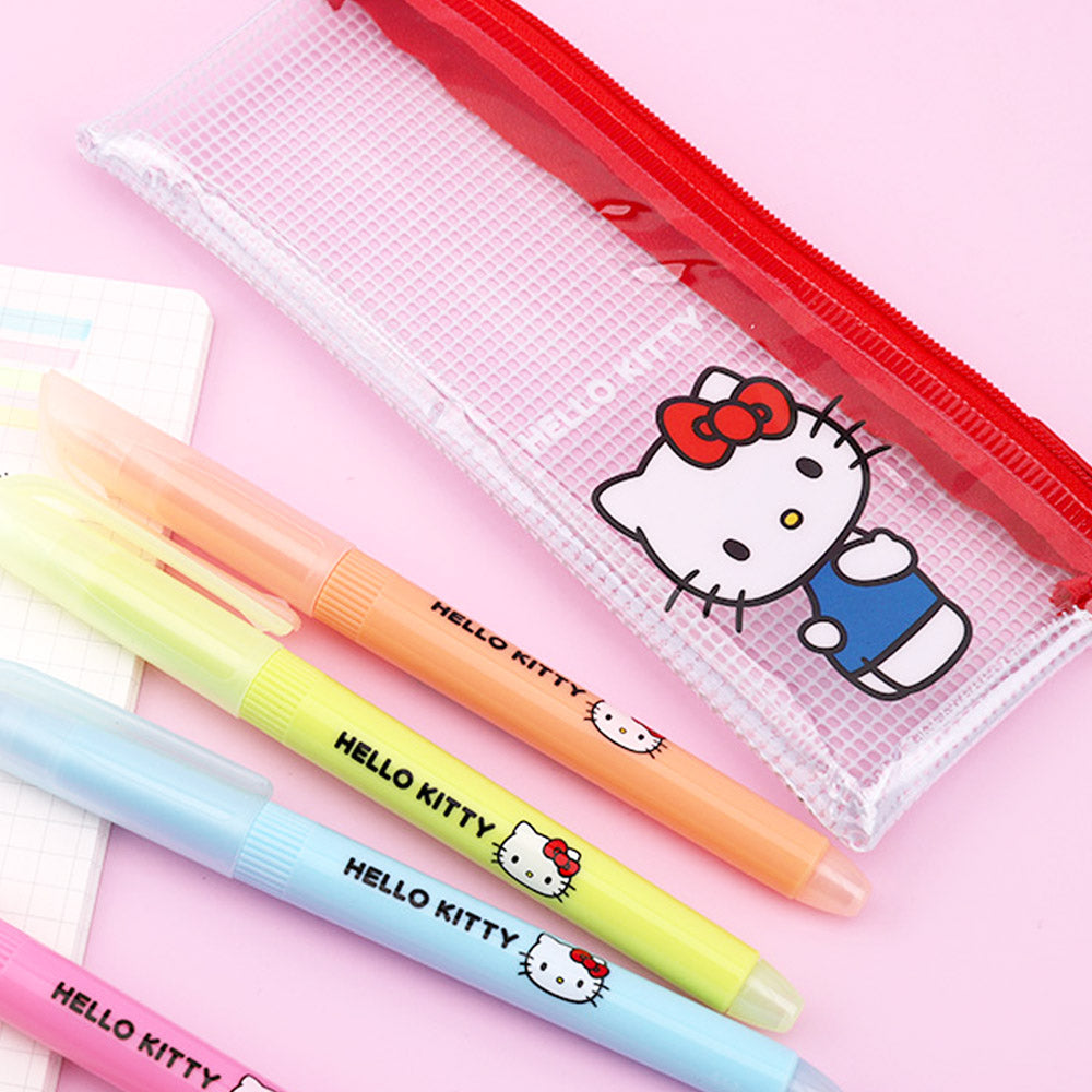 Sanrio Soft Touch Pastel Highlighter Set (4 Colors + Pouch) - Luckyplanetusa