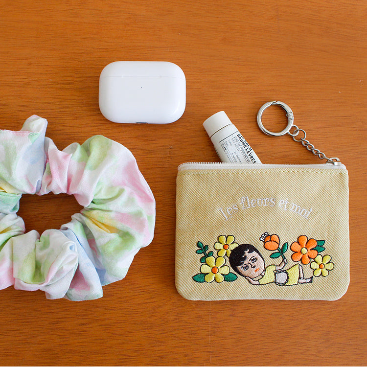 1537 Keyring Pouch – Small Embroidered Zip Pouch with Chain Ring