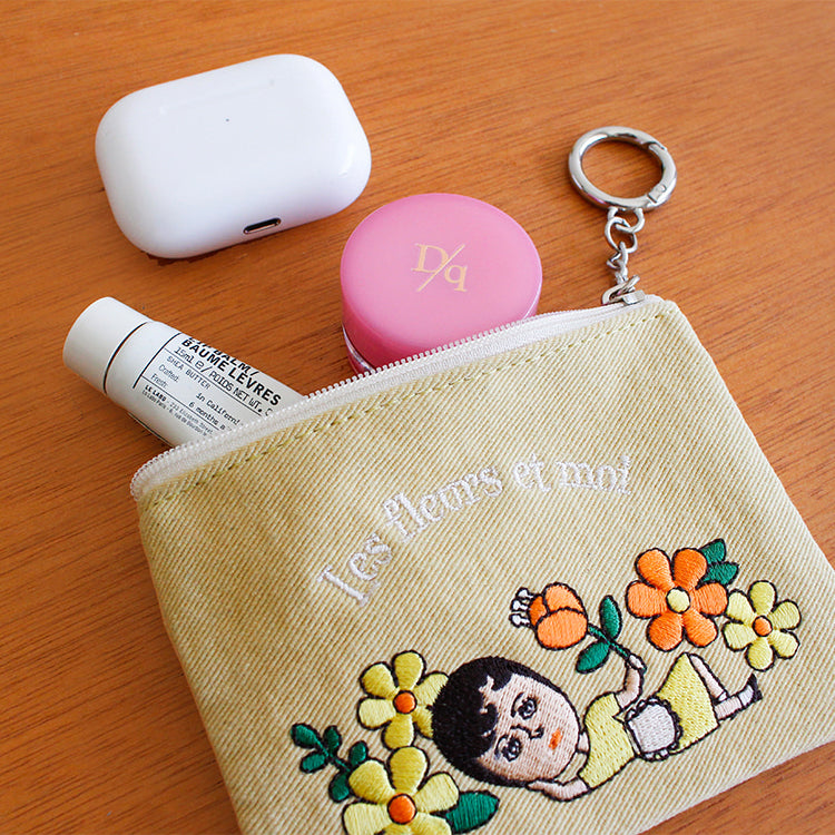 1537 Keyring Pouch – Small Embroidered Zip Pouch with Chain Ring