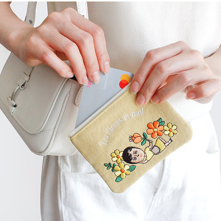 1537 Keyring Pouch – Small Embroidered Zip Pouch with Chain Ring