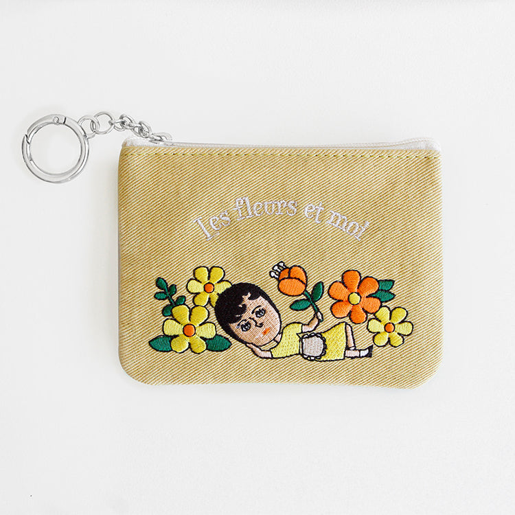 1537 Keyring Pouch – Small Embroidered Zip Pouch with Chain Ring