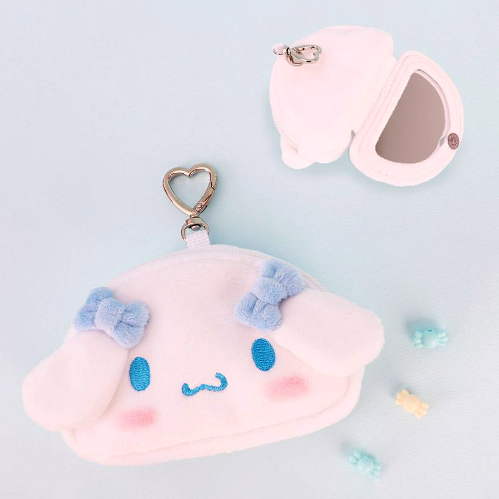 Cinnamoroll Fluffy Coin Pouch with Keychain and Mirror