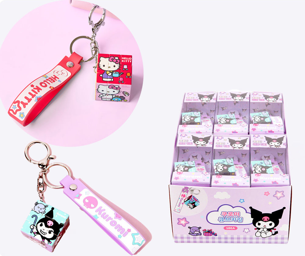 Sanrio Character Cube Keyring Collection – Kuromi, Cinnamoroll, Hello Kitty, Hangyodon