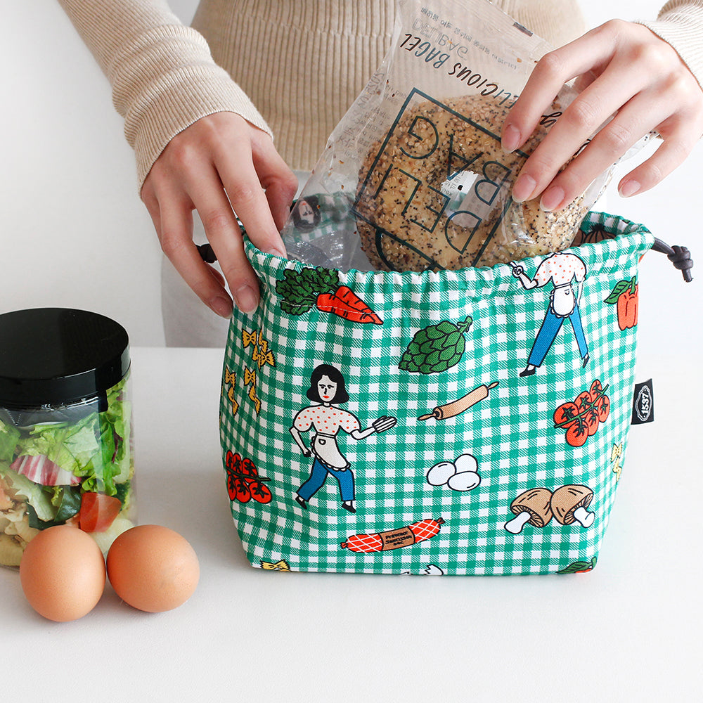 1537 Made in Korea Oxford Cotton Insulated Lunch Pouch – 3 Styles