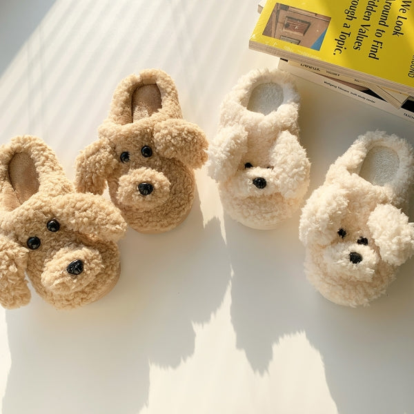 Fluffy Adorable Poodle Slippers - Golden Doodle Home Slippers