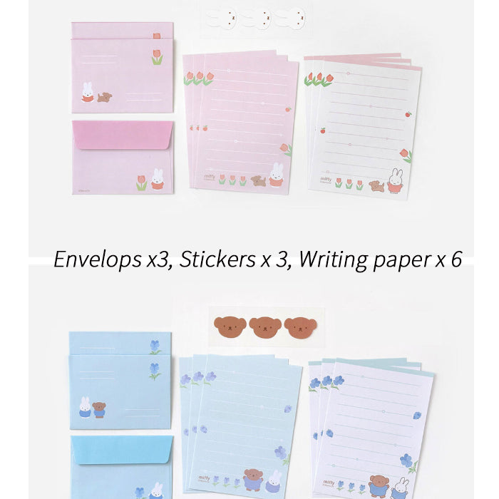 Miffy & Boris Letter Set with Stickers – Tulip Garden Edition