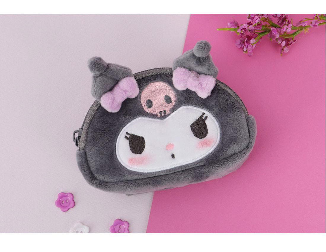Kuromi Fluffy Coin Pouch with Keychain and Mirror