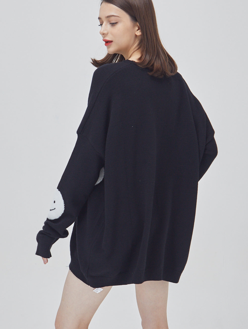 Happy Face Oversized Intarsia Knit Sweater