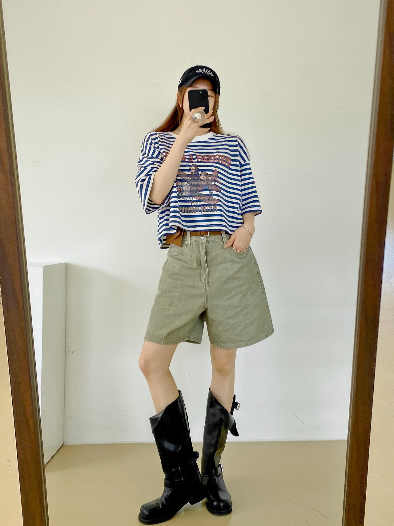 Vintage Pilot Stripe Crop Tee - Luckyplanetusa
