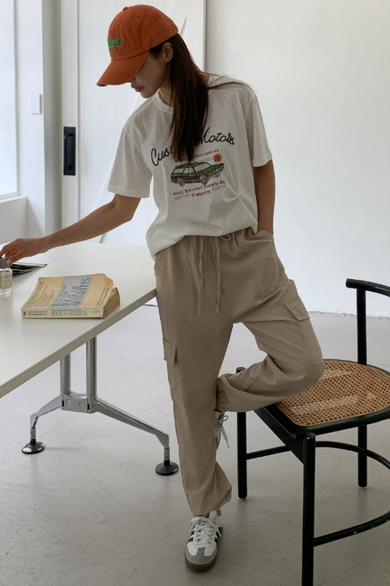 Linen Touch Utility Cargo Jogger Pants - Luckyplanetusa