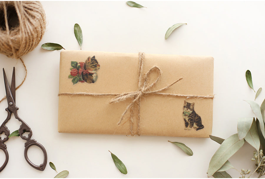 Vintage Cat Cutting Sticker Set 5 Styles