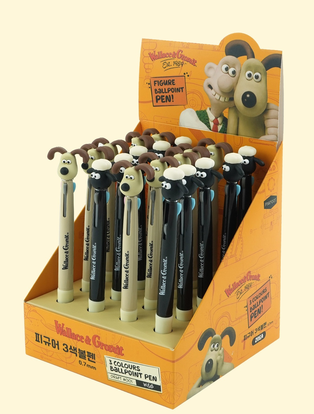 Wallace & Gromit 3-Color Figure Ballpoint Pen – 0.7mm (Gromit / Shaun)
