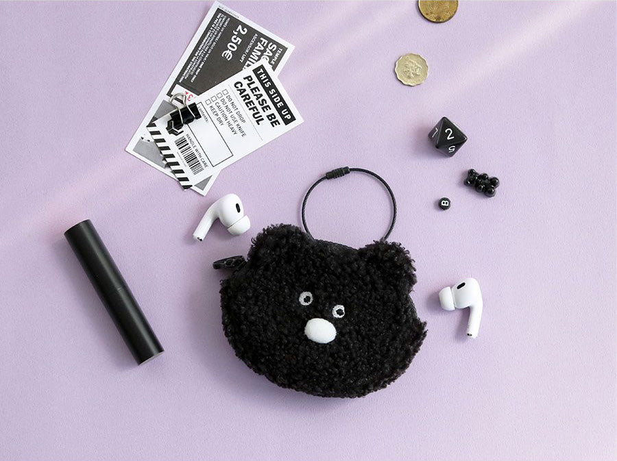Doodle Keyring Pouch – AirPods & Galaxy Buds Case (Rabbit, Bear, Cheese Cat, White Cat)