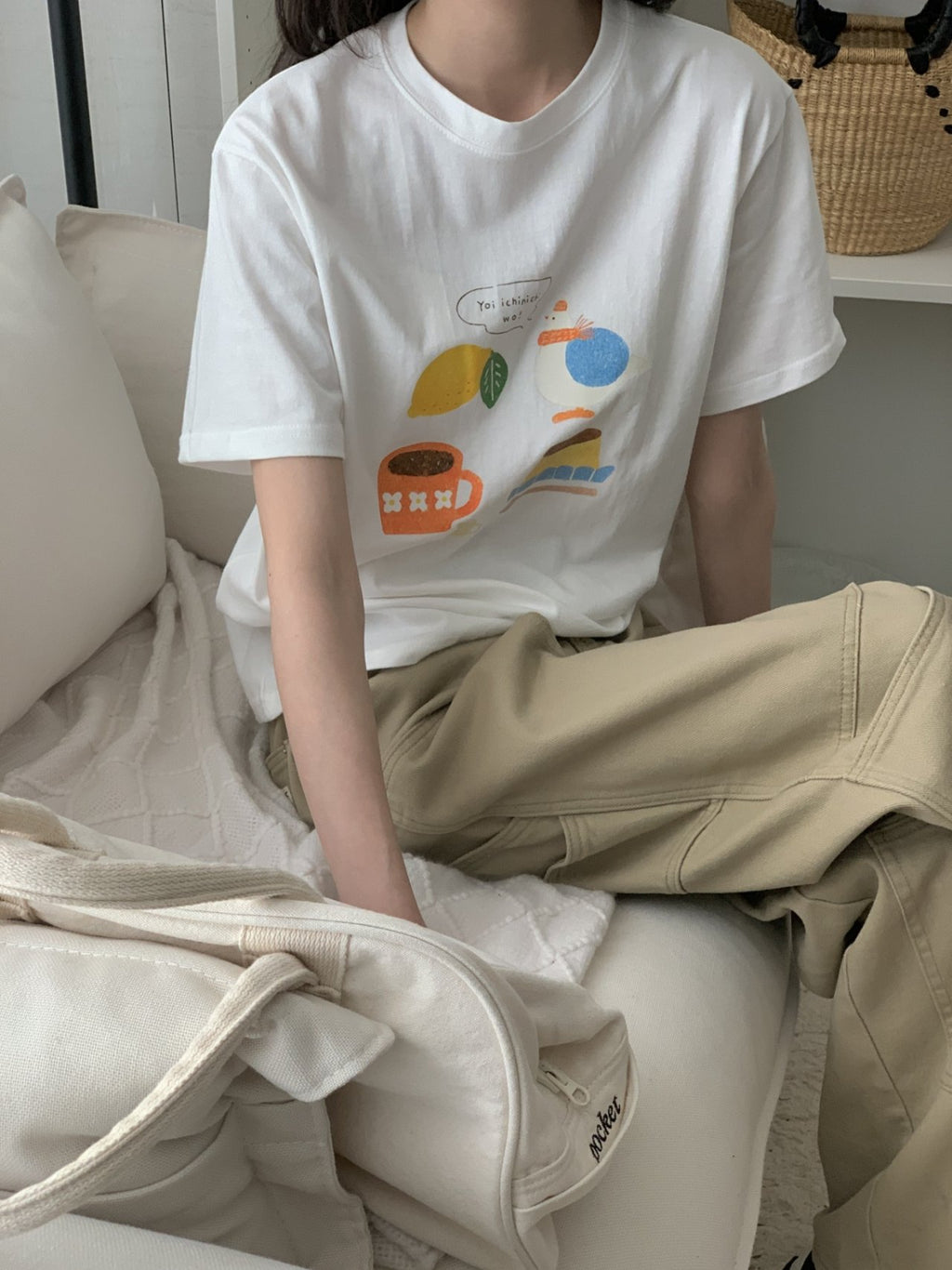 Morning Bird Graphic Cotton Tee - Luckyplanetusa