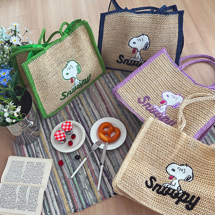 Snoopy Raffia Summer Tote Bag (Official Peanuts Licensed) - Luckyplanetusa