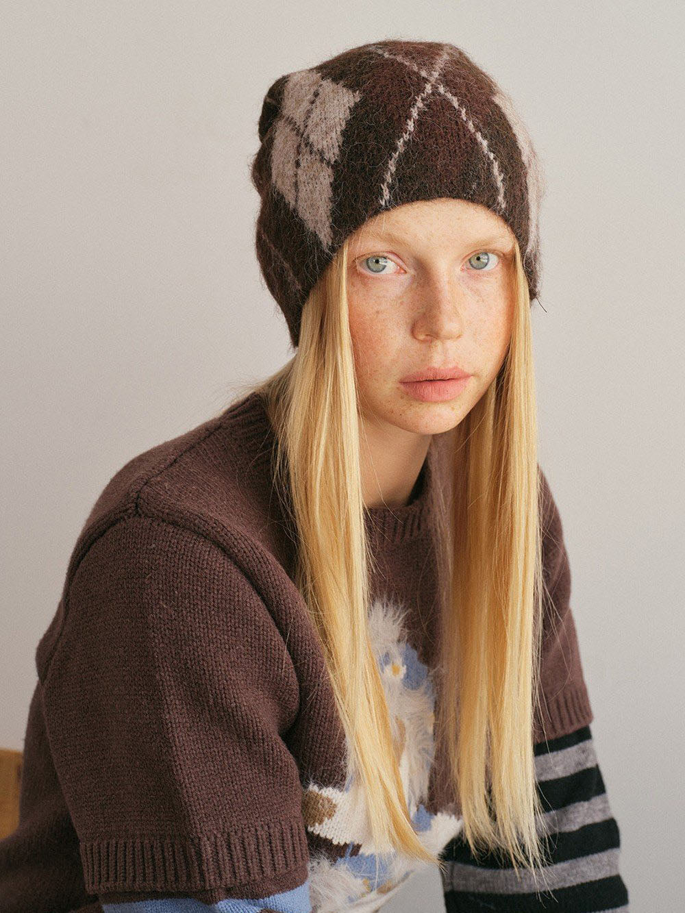 Cozy 30% Wool Argyle Beanie