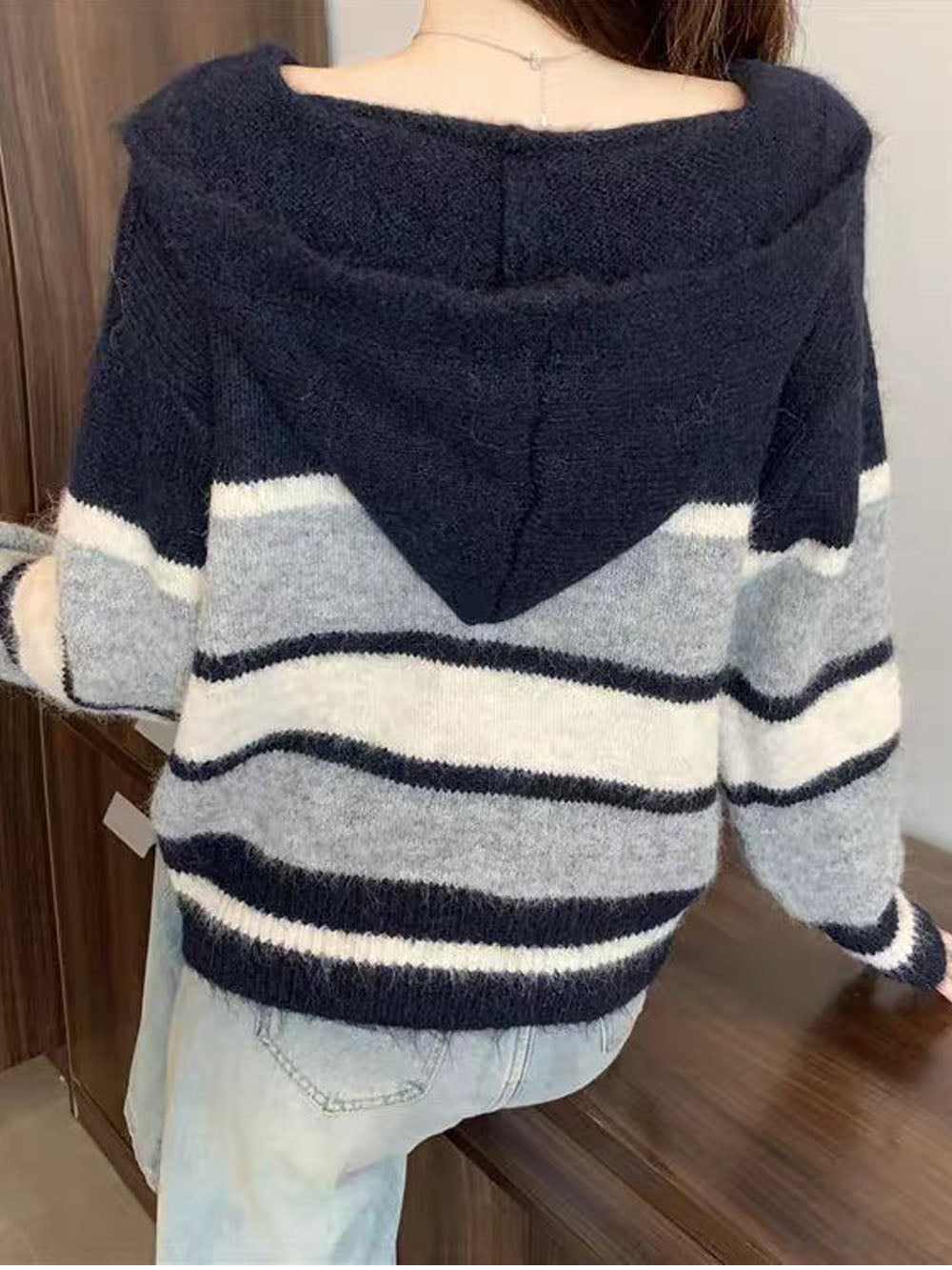 Lucky Stripe Cozy Hood Cardigan