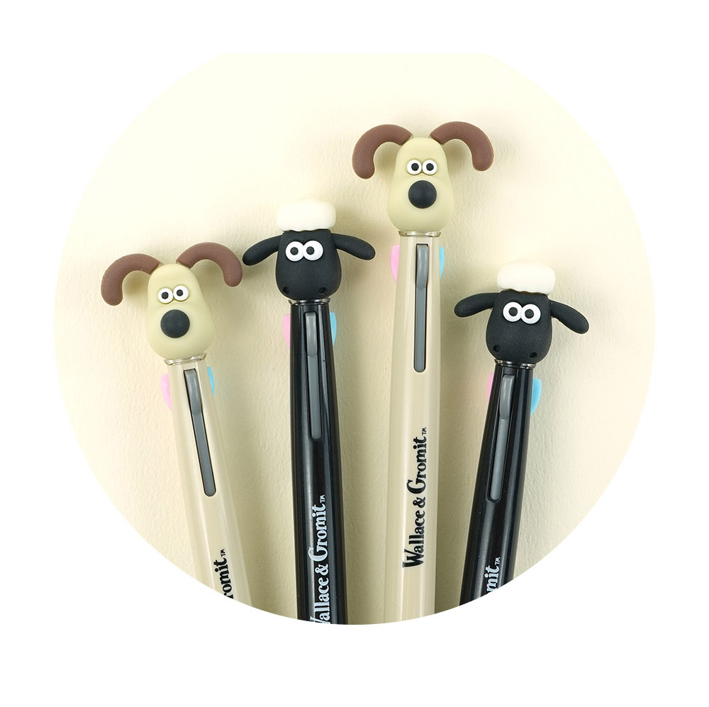 Wallace & Gromit 3-Color Figure Ballpoint Pen – 0.7mm (Gromit / Shaun)