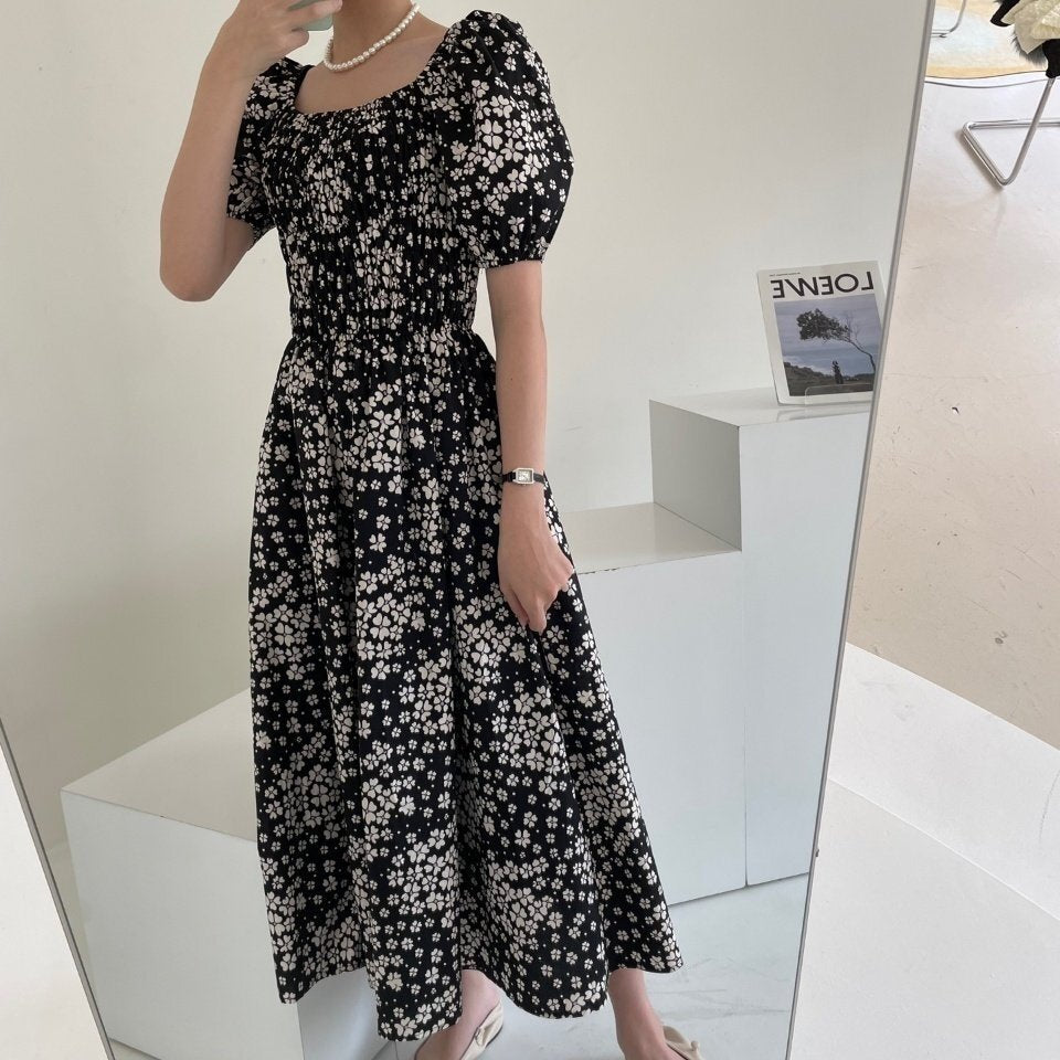 Blossom Garden Puff Sleeve Smocked Dress - Luckyplanetusa