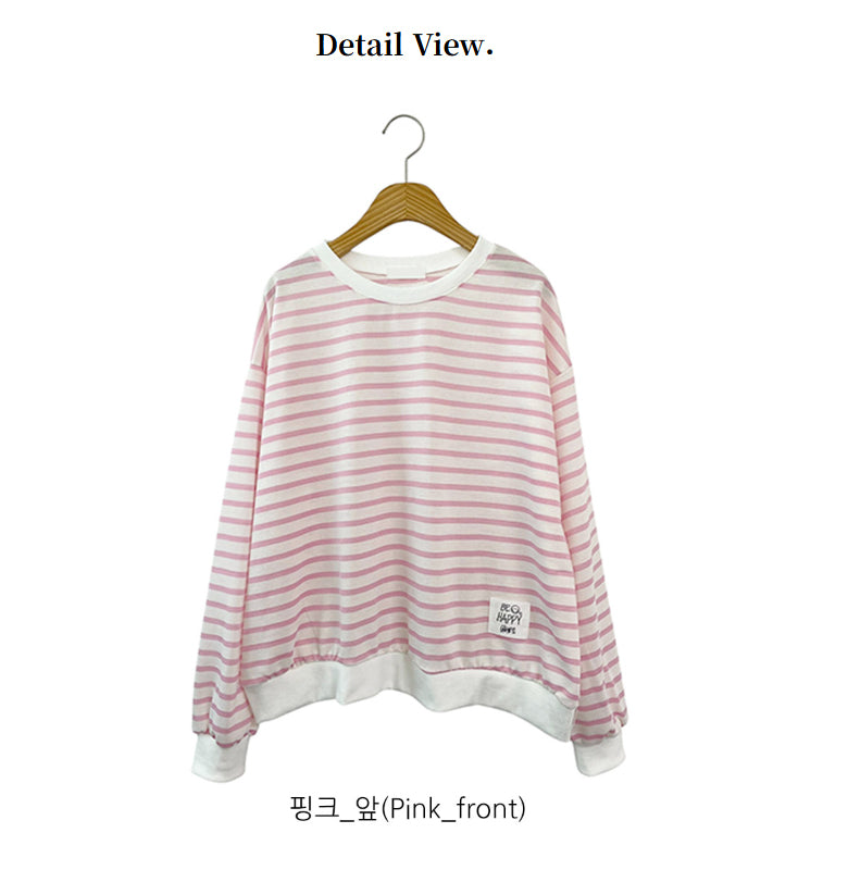 Be Happy Stripe Sweatshirt Made in Korea - Luckyplanetusa