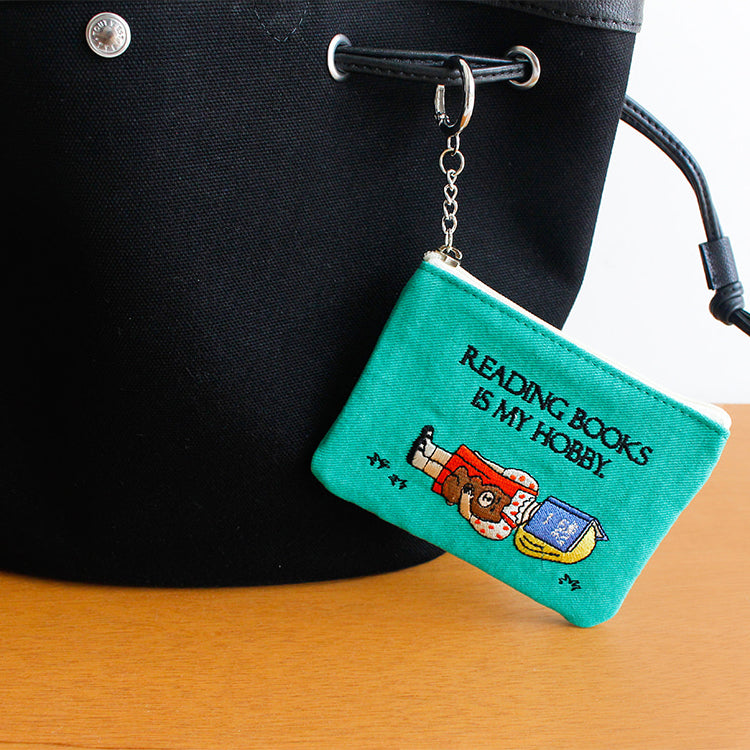 1537 Keyring Pouch – Small Embroidered Zip Pouch with Chain Ring