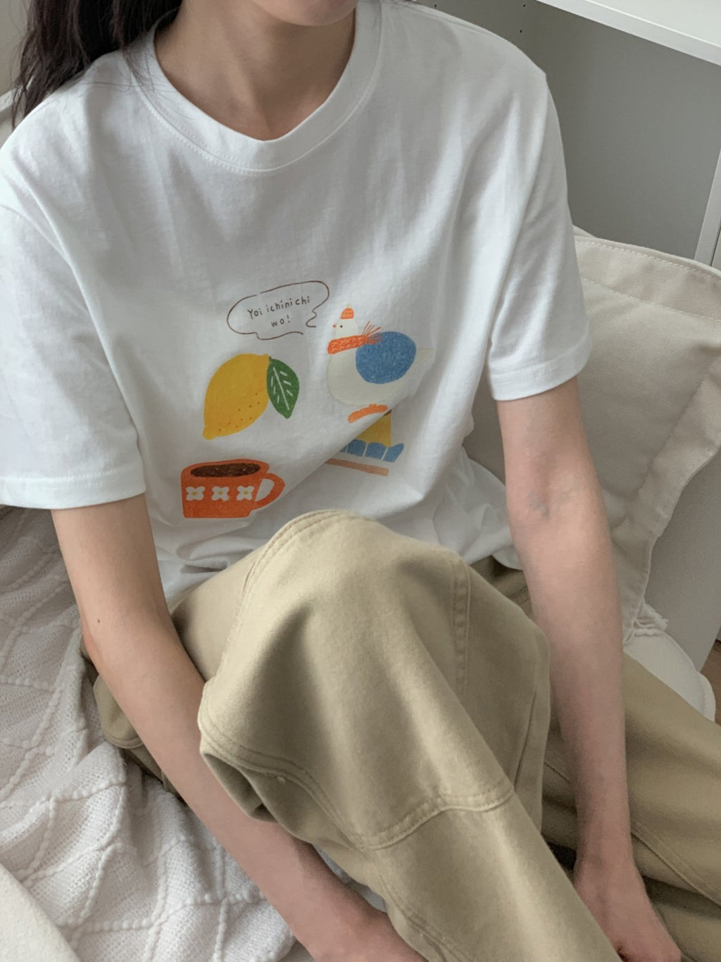 Morning Bird Graphic Cotton Tee - Luckyplanetusa