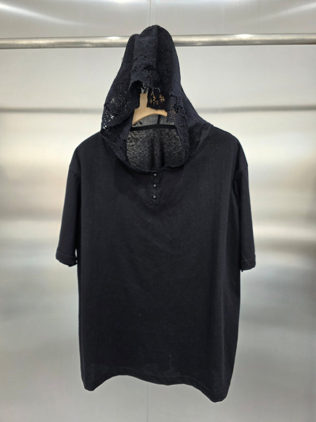 Lace Hood Cotton Relaxed T-Shirt - Luckyplanetusa