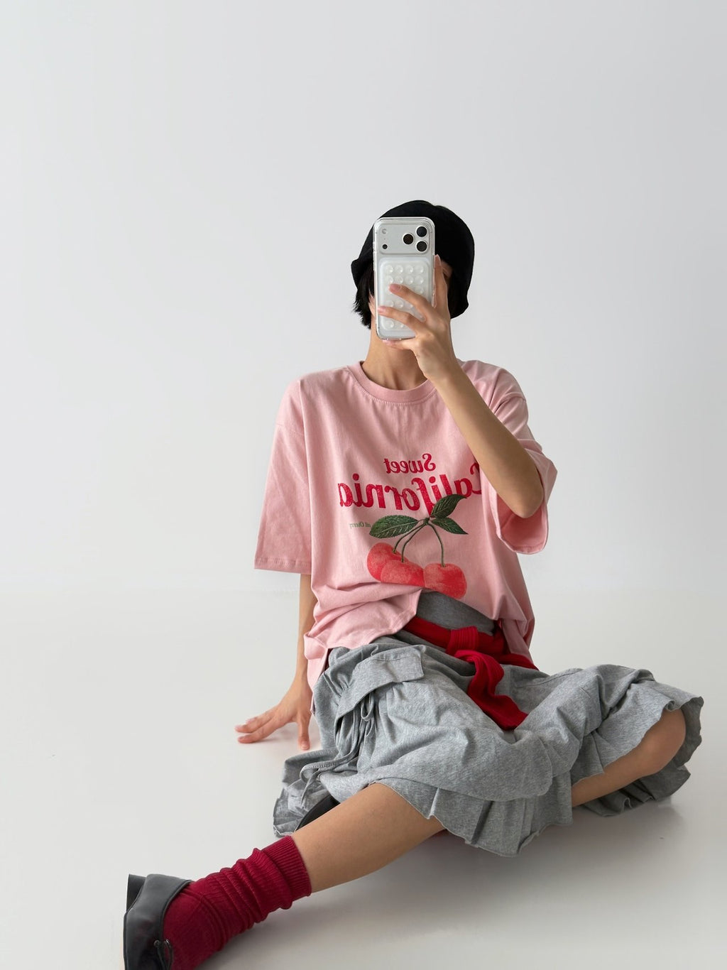 Retro Cherry Oversized Cotton Tee