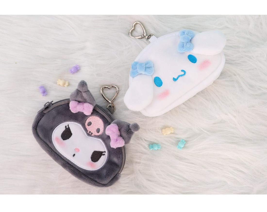 Cinnamoroll Fluffy Coin Pouch with Keychain and Mirror
