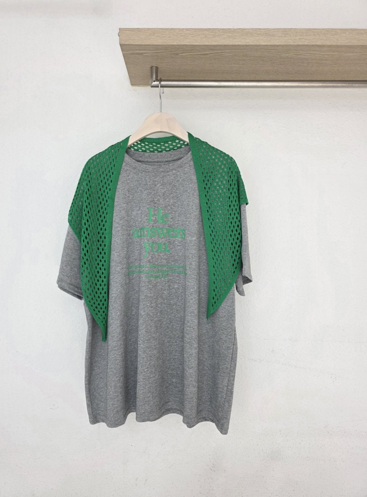 Faith Message Cotton T-Shirt Mesh Scarf Set