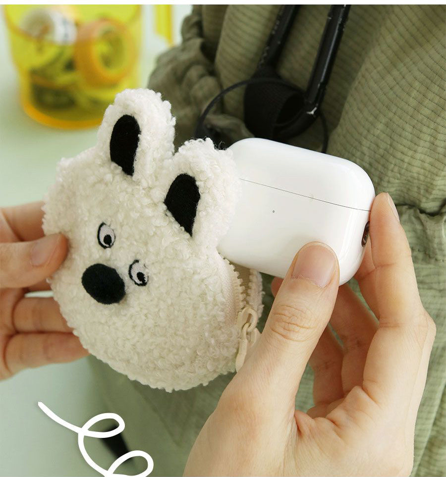 Doodle Keyring Pouch – AirPods & Galaxy Buds Case (Rabbit, Bear, Cheese Cat, White Cat)