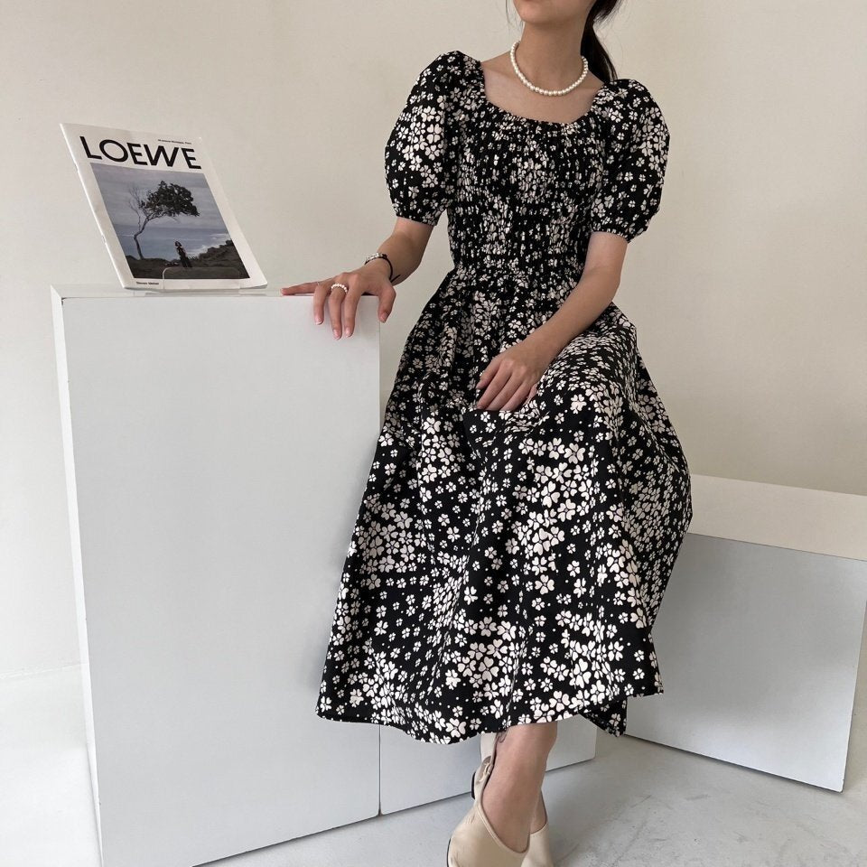 Blossom Garden Puff Sleeve Smocked Dress - Luckyplanetusa