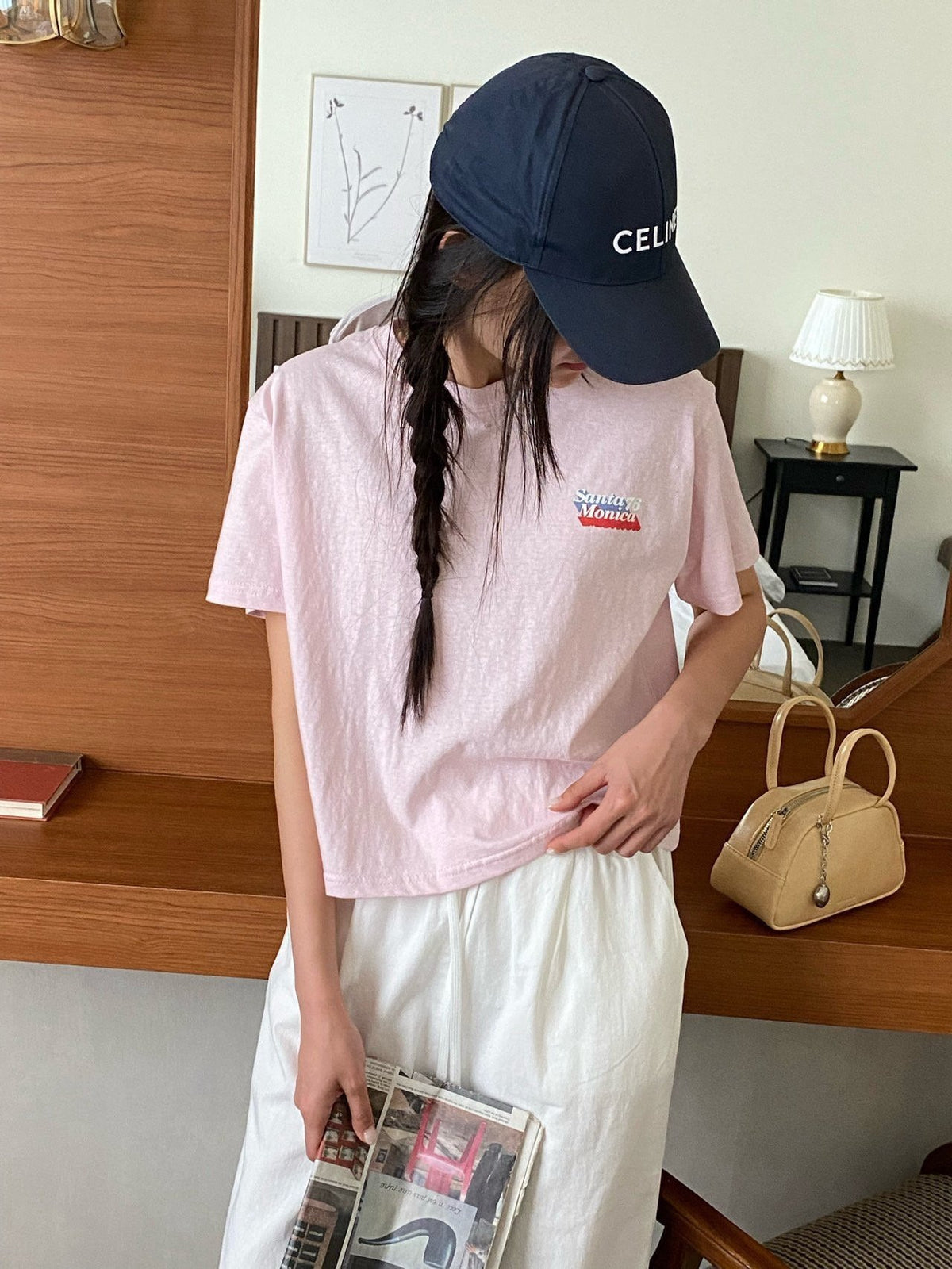 Santa Monica Vintage Crop Tee Made in Korea - Luckyplanetusa