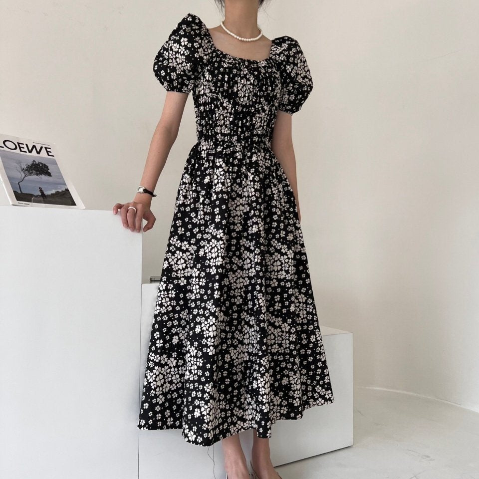Blossom Garden Puff Sleeve Smocked Dress - Luckyplanetusa