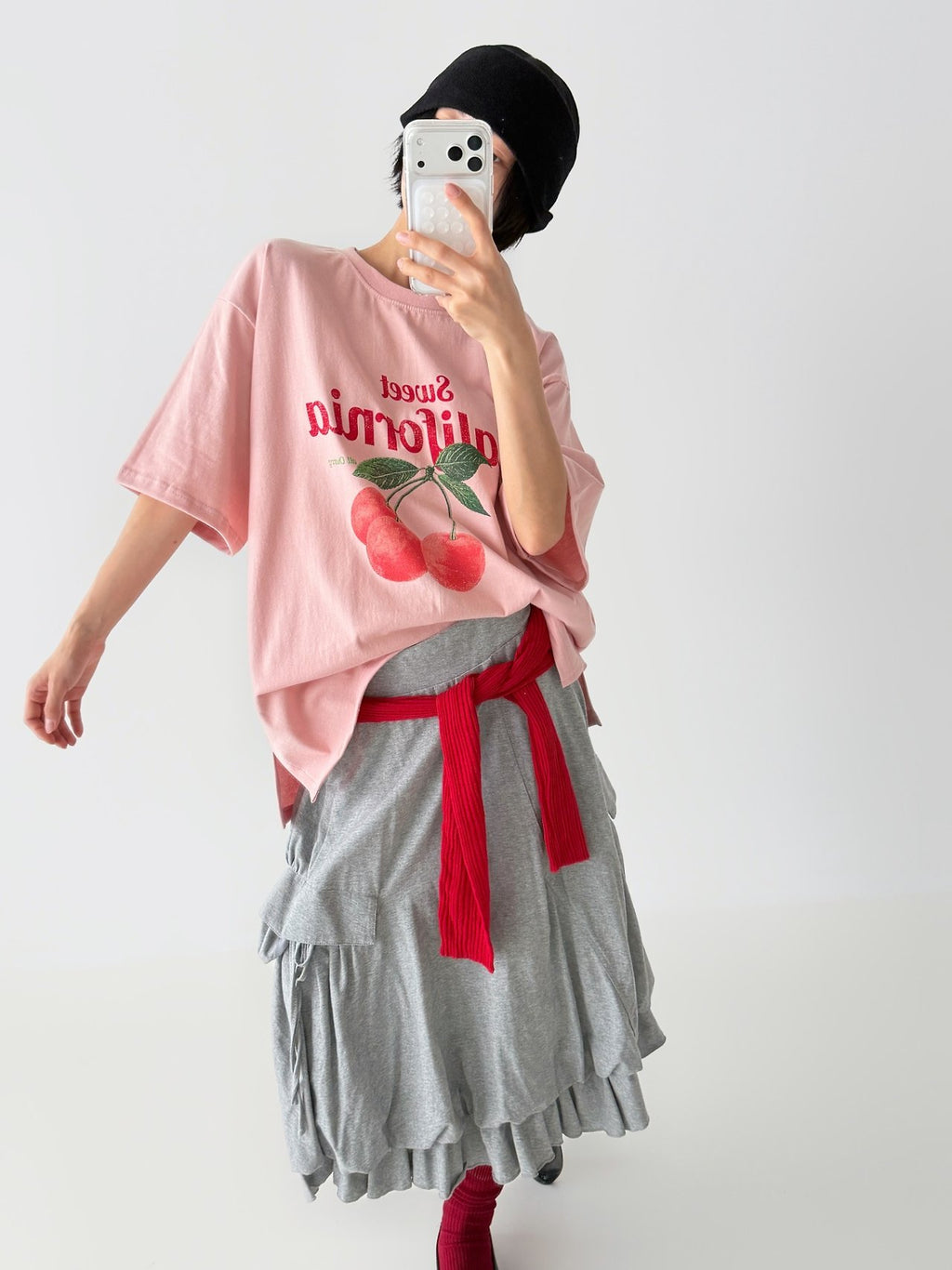 Retro Cherry Oversized Cotton Tee