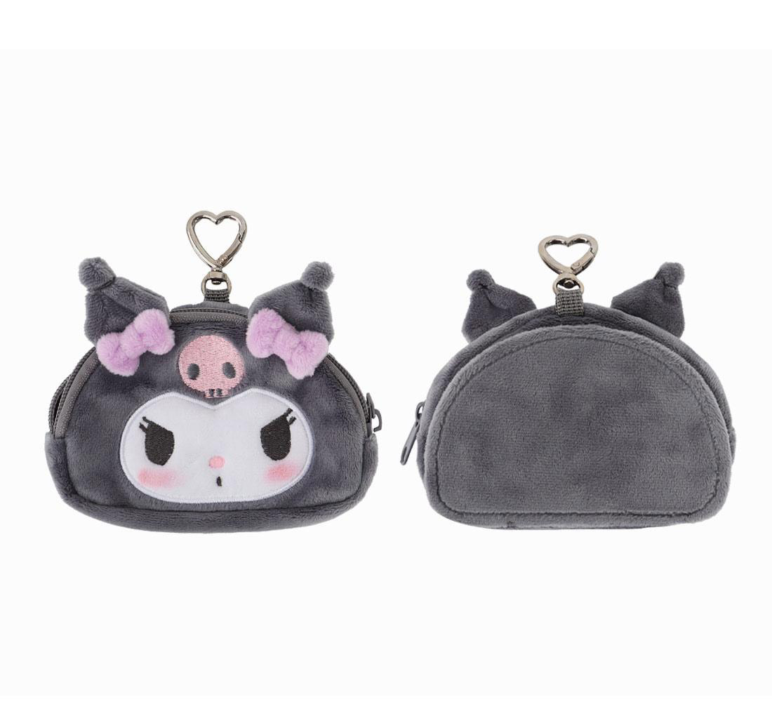 Kuromi Fluffy Coin Pouch with Keychain and Mirror