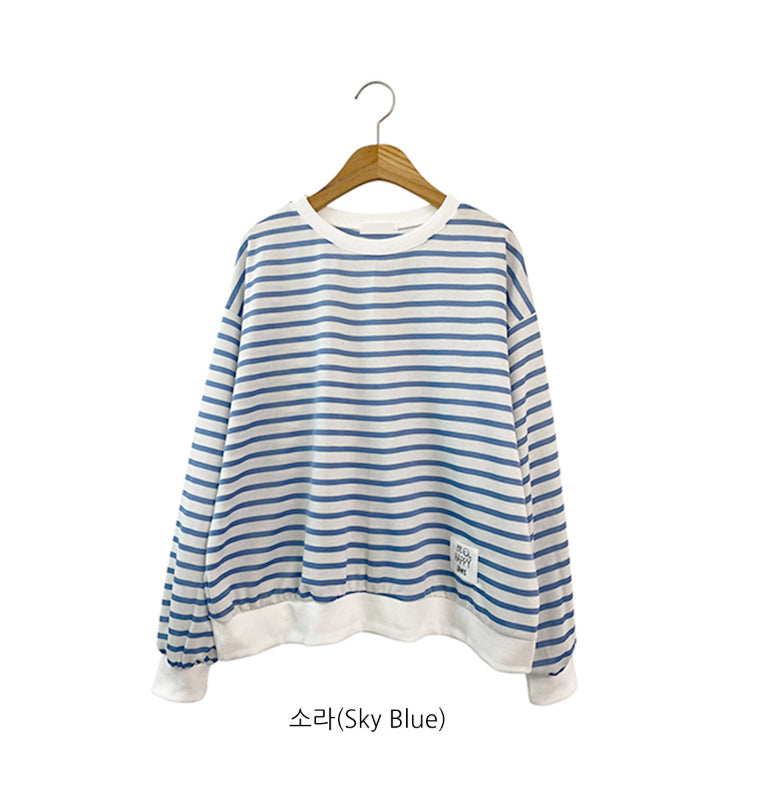 Be Happy Stripe Sweatshirt Made in Korea - Luckyplanetusa