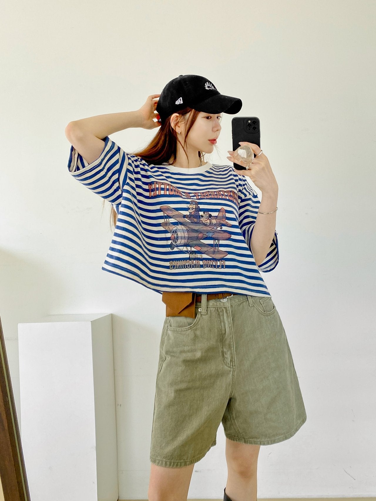 Vintage Pilot Stripe Crop Tee - Luckyplanetusa