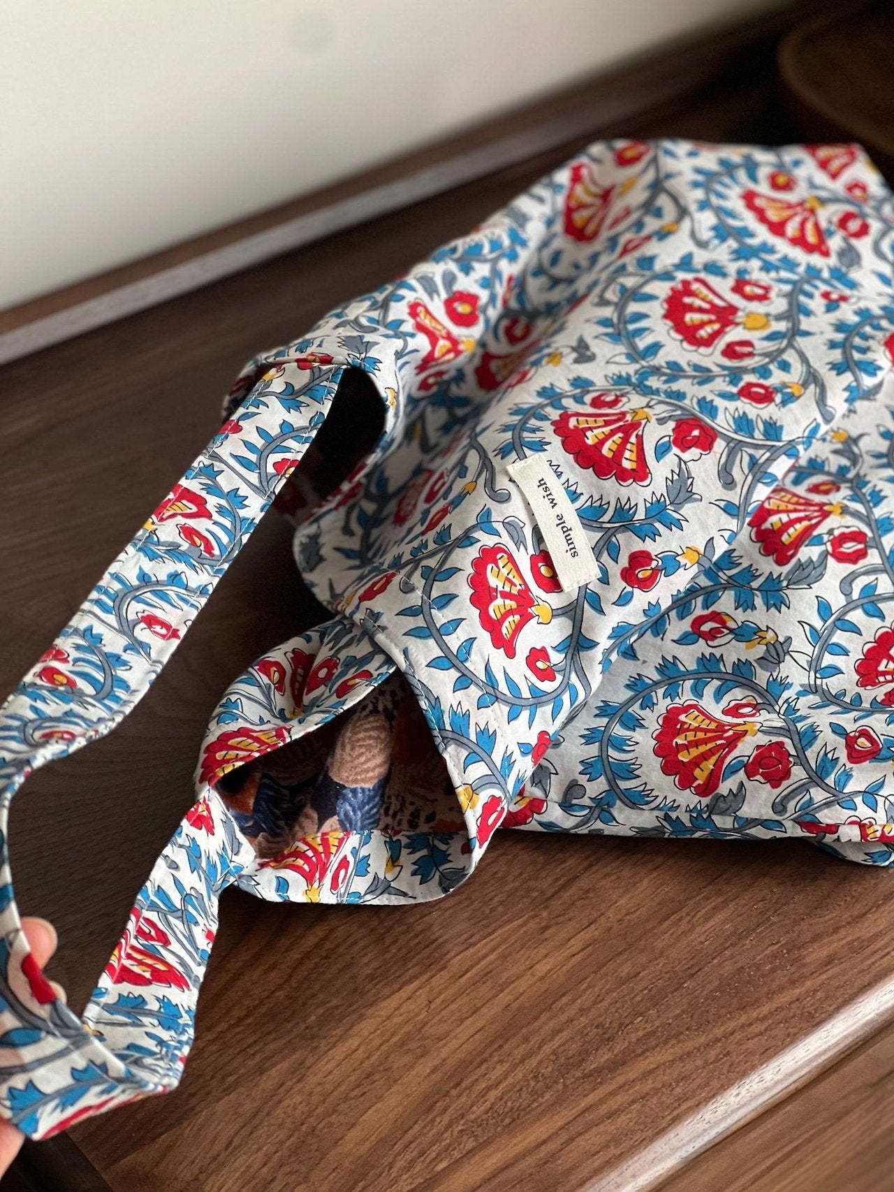 Bohemian Garden Hand Print Cotton Tote Bag - Luckyplanetusa