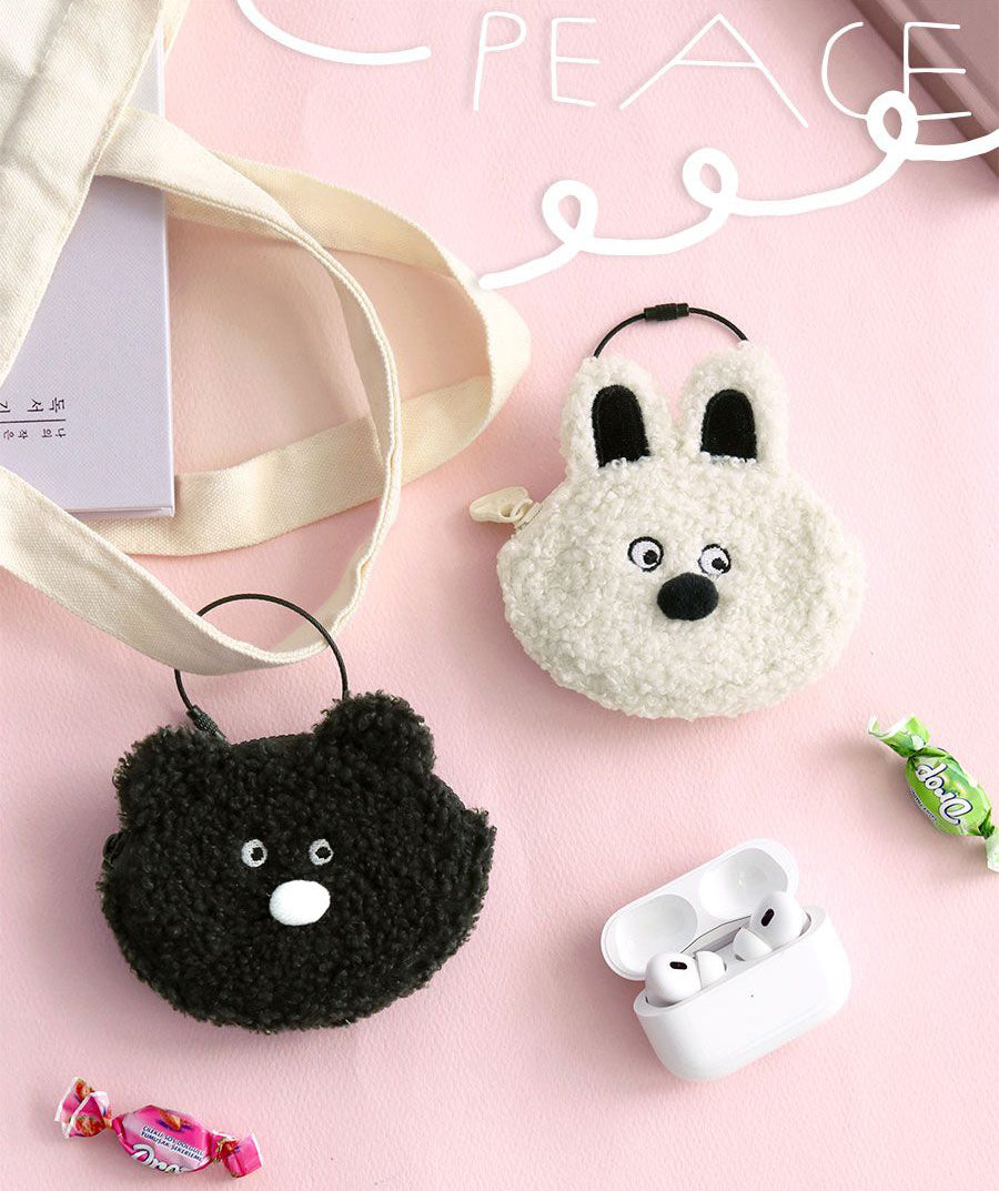 Doodle Keyring Pouch – AirPods & Galaxy Buds Case (Rabbit, Bear, Cheese Cat, White Cat)