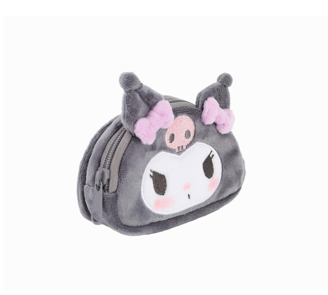 Kuromi Fluffy Coin Pouch with Keychain and Mirror