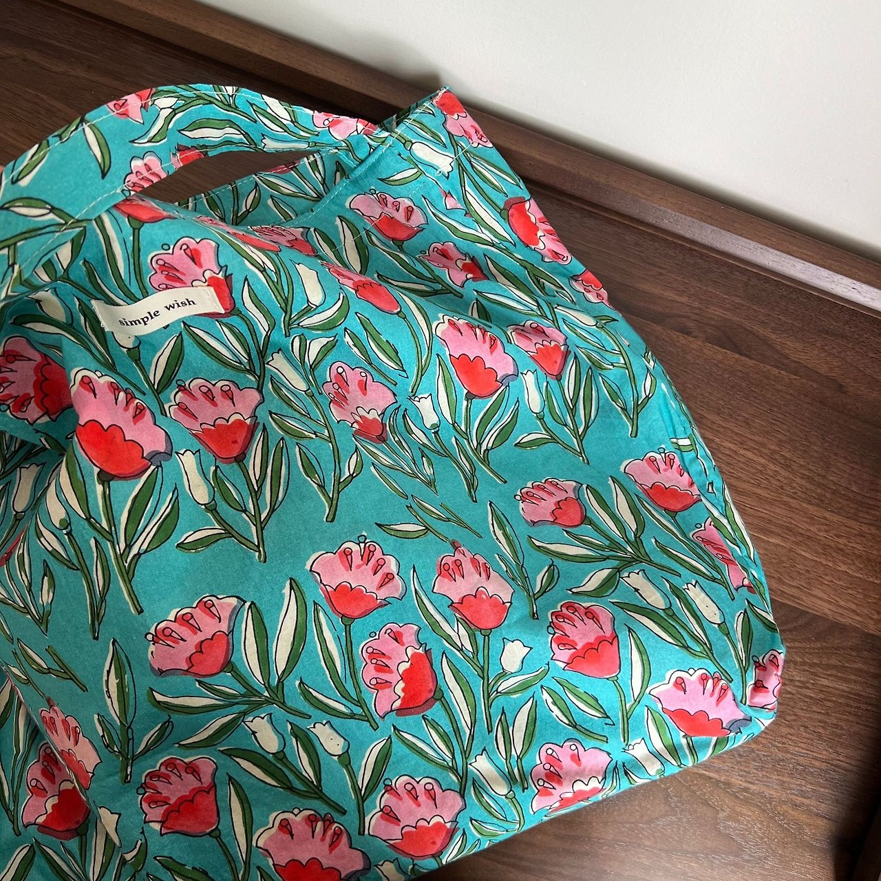Bohemian Garden Hand Print Cotton Tote Bag - Luckyplanetusa