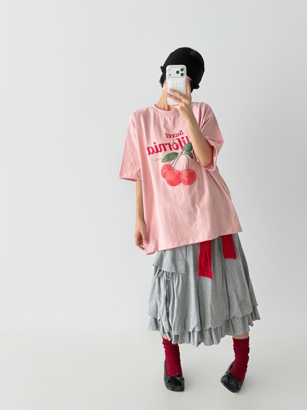 Retro Cherry Oversized Cotton Tee