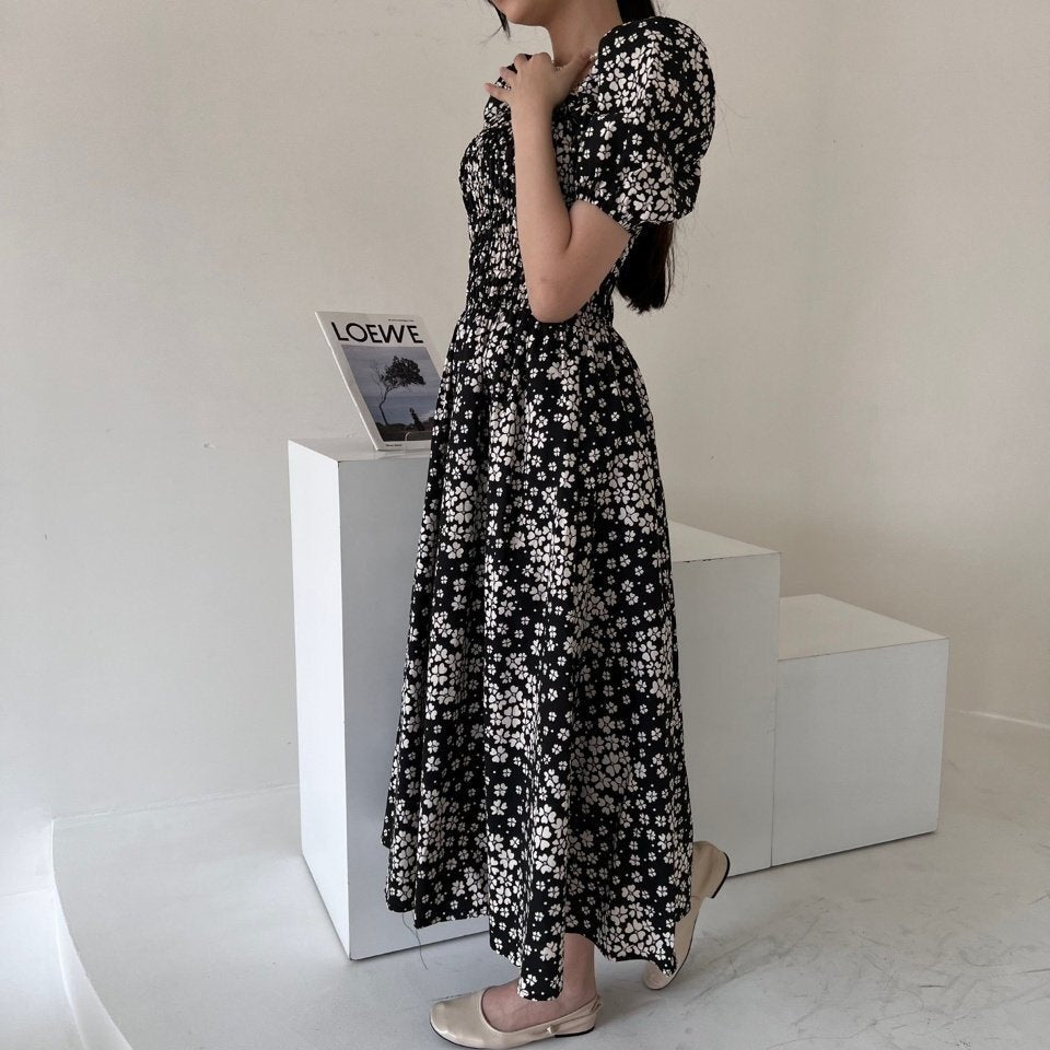 Blossom Garden Puff Sleeve Smocked Dress - Luckyplanetusa