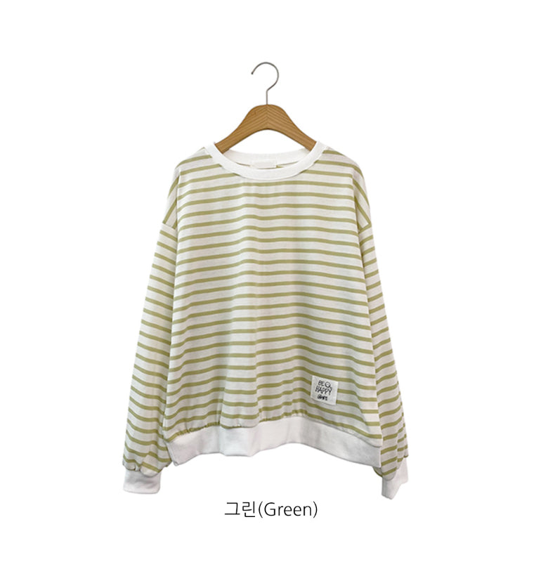 Be Happy Stripe Sweatshirt Made in Korea - Luckyplanetusa